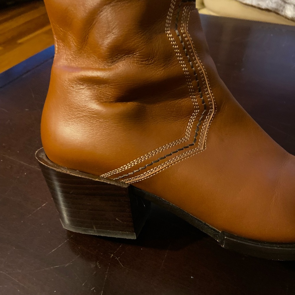 ROBERT CLERGERIE Merry Brown Leather Ankle Boots Heels Size 38 - Picture 10 of 12